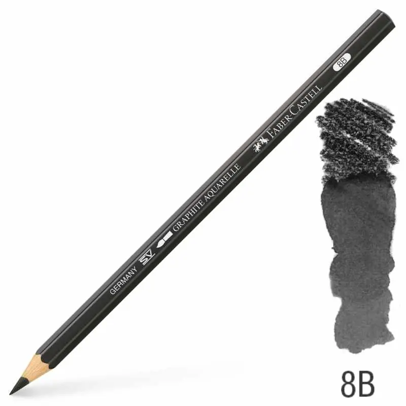 Faber-Castell Graphite Aquarelle 117805-5 - 5 Crayons Solubles HB à 8B + Taille-Crayon Et Gomme Malléable