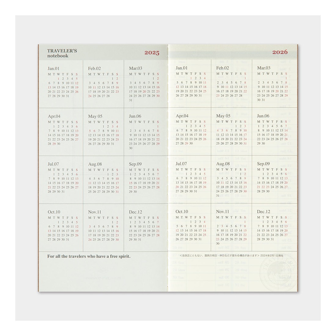Traveler's Company Noteboook 2025 - refill defter