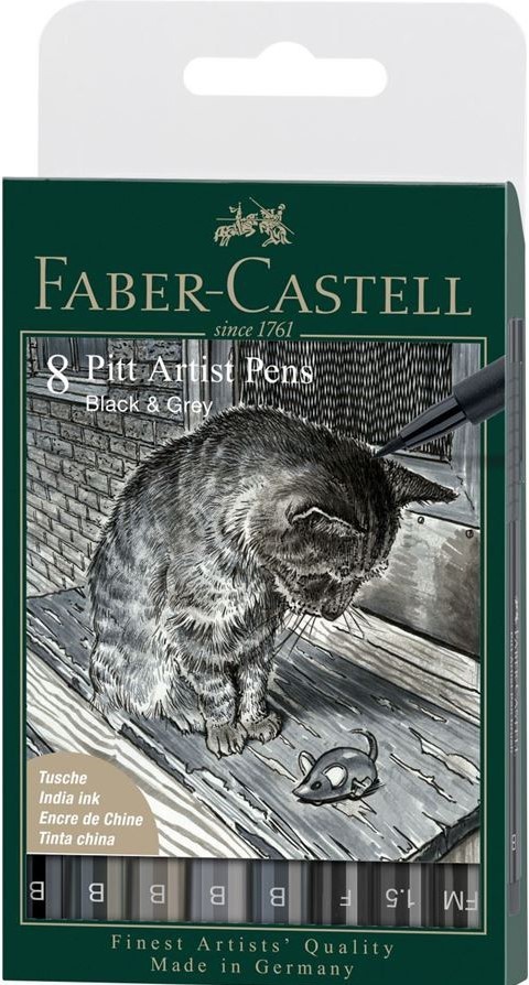 Faber-Castell Mürekkep Kalem Seti, Siyah & Gri, 8 Parça