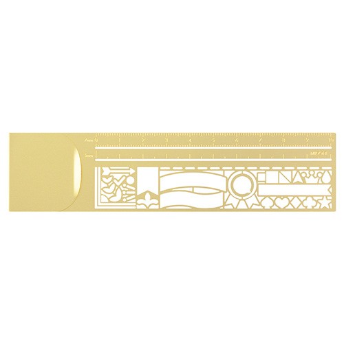 Midori Clip Ruler Dekoratif çizgi deseni Pirinç Şablon Cetvel