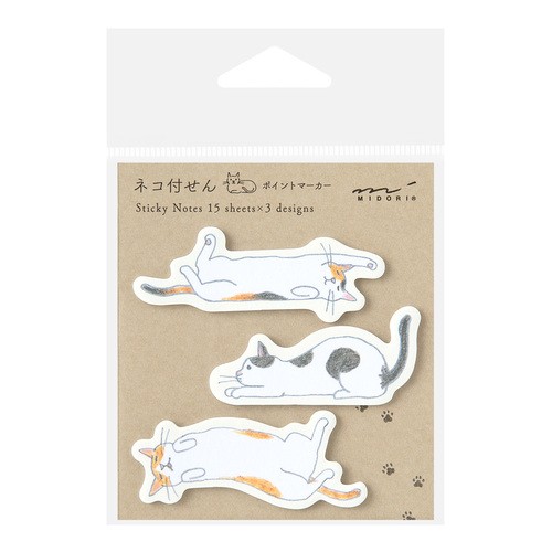 Midori Sticky Notes yağışkan not - Sticker - kedi