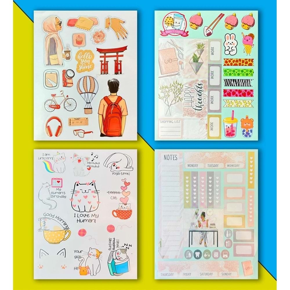 My DIY Sticker Book 24 * 17 cm 16 Sayfa Özel Tasarım Rengarenk Sticker Kitabı