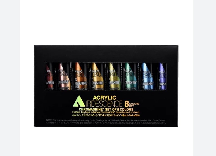 Holbein Bakış Açısına Göre Renk Değiştiren Boya , chromashine airidescence akrilik inci yansıması boya 8 renk 5 ml