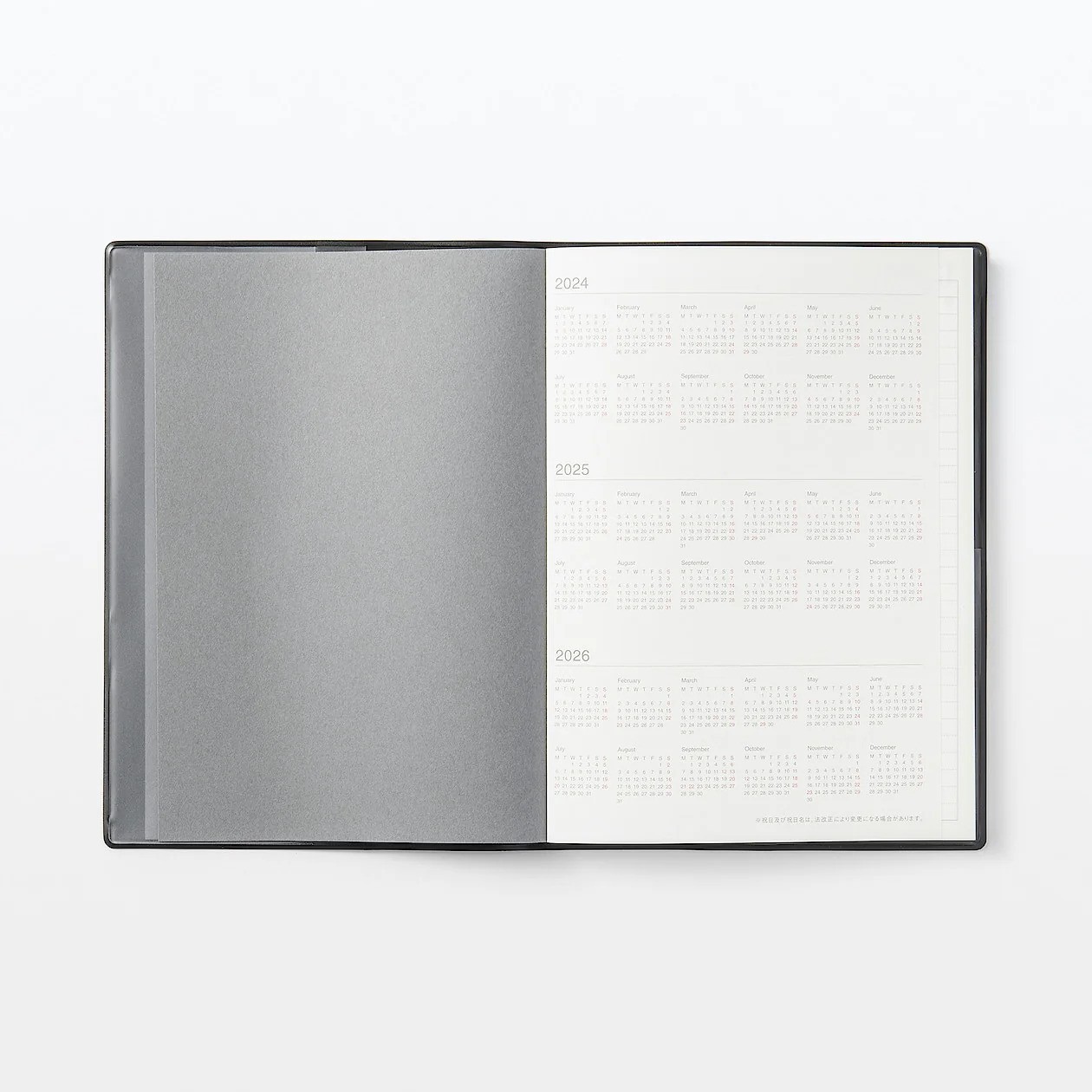 Muji 2025 Aylık/Haftalık Planlayıcı (Pzt-Pazar) - B6 Ajanda - Koyu Gri