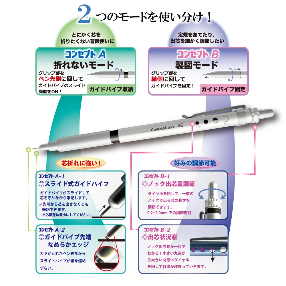 Ohto Conception Mechanical Pencil 0,3mm  Gri versatil kalem