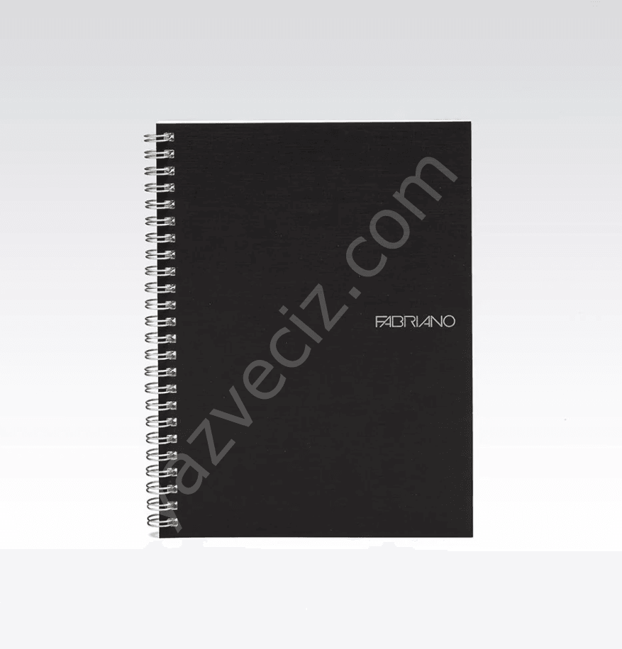 Fabriano Ecoqua Lined Stone A5 Çizgili Spiral Defter- Siyah