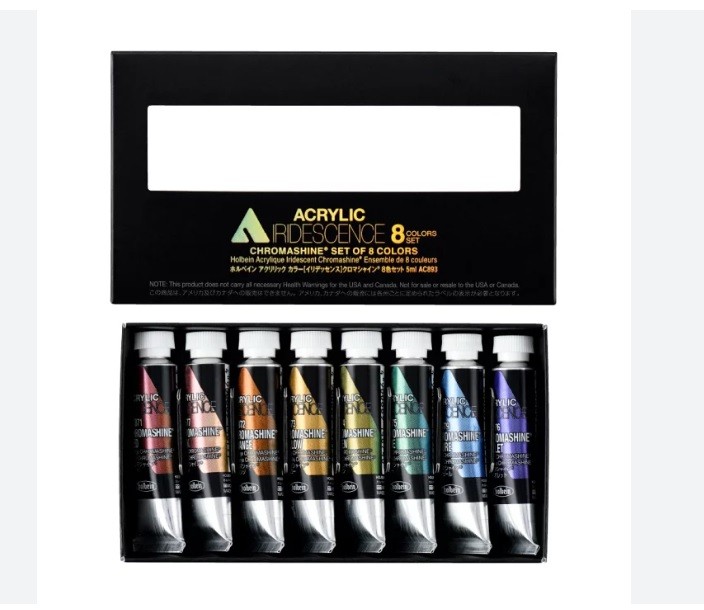 Holbein Bakış Açısına Göre Renk Değiştiren Boya , chromashine airidescence akrilik inci yansıması boya 8 renk 5 ml