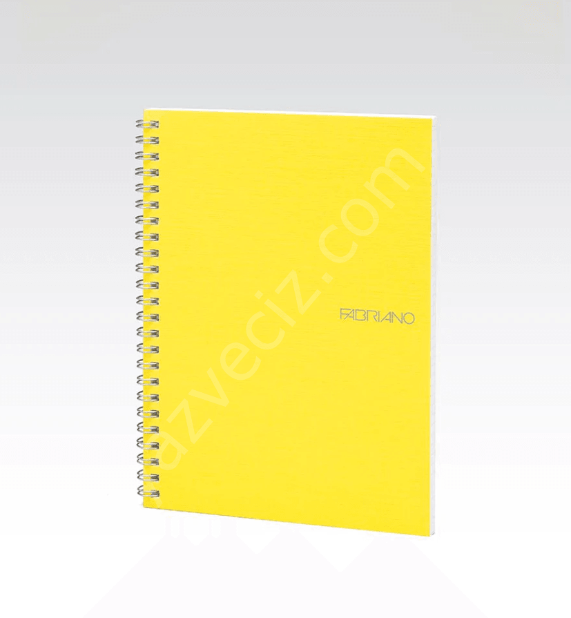 Fabriano Ecoqua Lined Stone A5 çizgili Spiral Defter-Sarı