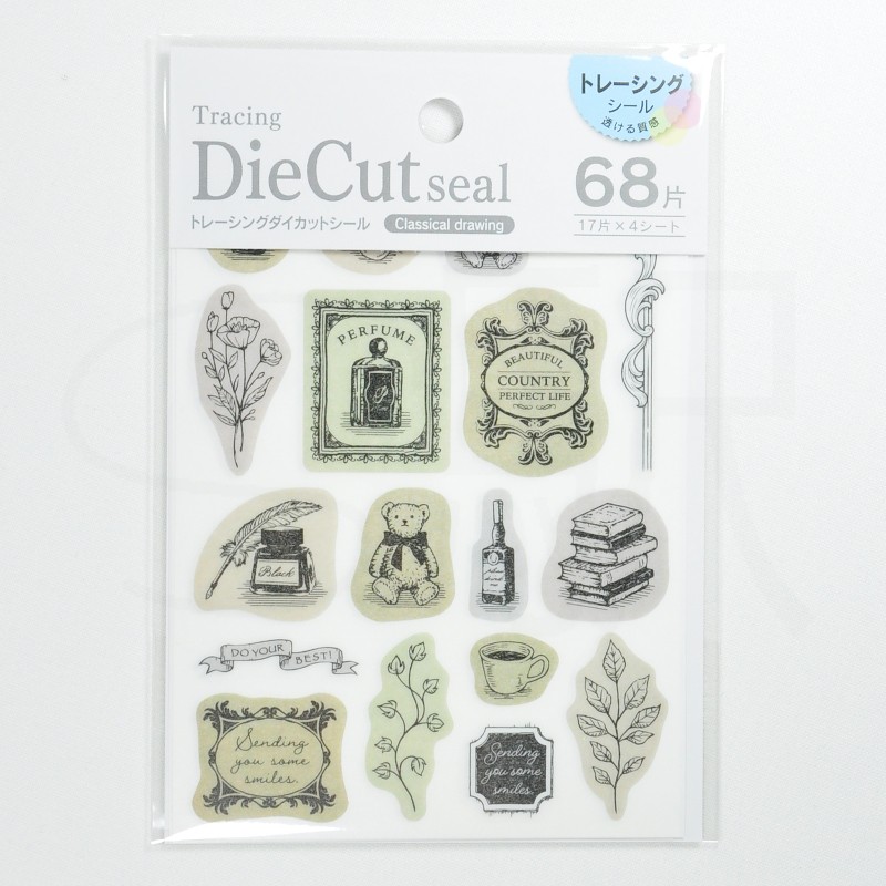 Kyowa Tracing Kalıp Kesim Mührü - Klasik Çizim Çıkartma - Sticker 68 Parça