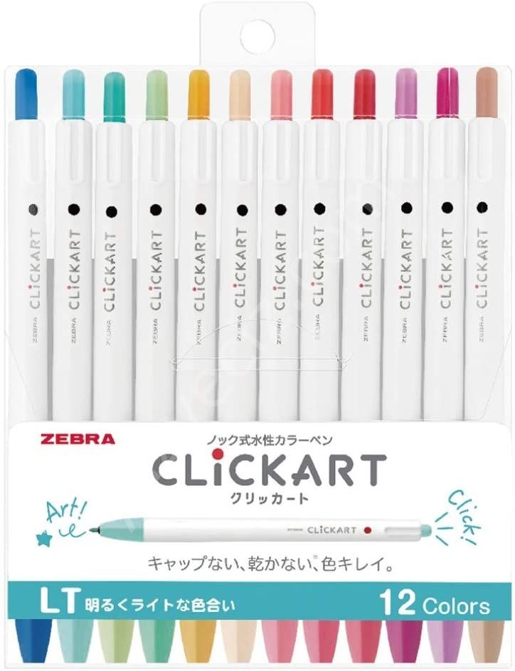 Zebra Clickart 12'li Basmalı Su Bazlı İşaretleyici Kalem Seti