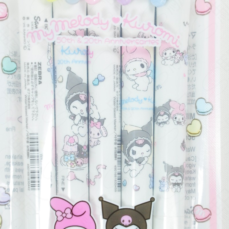 Zebra Mildliner  Sanrio My Melody Kuromi 50. ve 20. Yıl Dönümü 5 Renkli Vurgulayıcı Set