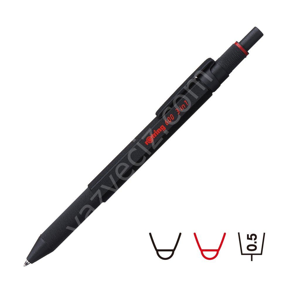 Rotring 600 3'ü 1 Arada Çoklu Kalem Siyah