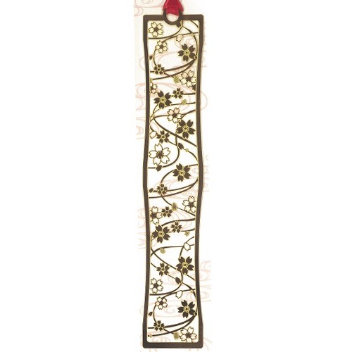 Bookmark Japon  Çiçek Desen Gold Kitap Ayracı
