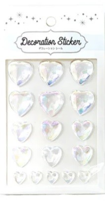 Japon Decoration Sticker Dolgulu Akrilik Kalp Sticker Çıkartma - Şeffaf