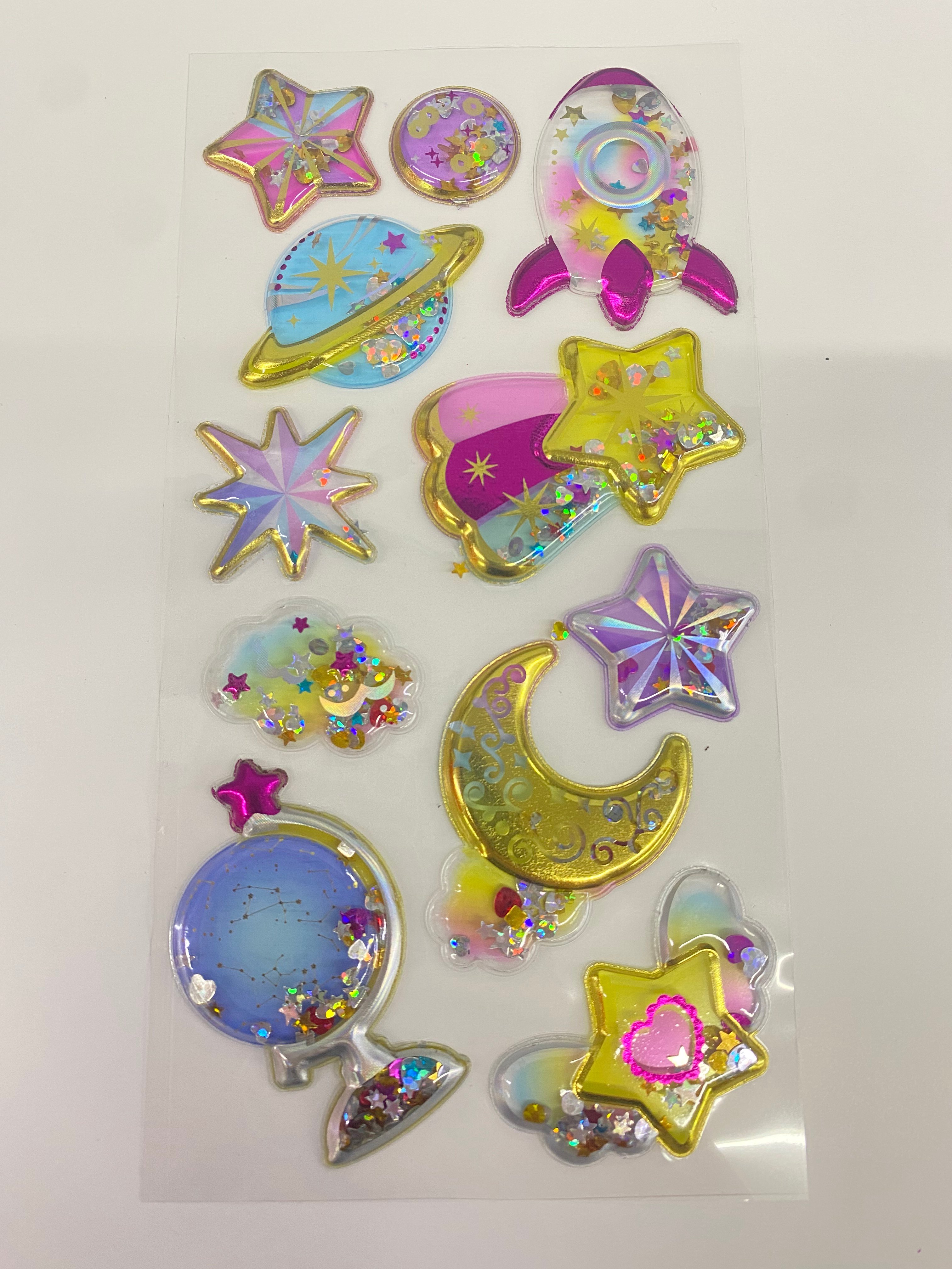 Kore Tasarım Yıldız-Gezegen Temalı Glitter Magic Sticker Çıkartma