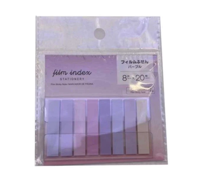 Film Yapışkanlı Not Tuuturucu - Açılır Tip  - 8 Farklı Renk * 20 Yaprak - Soft Lila - Pembe Tonlar  4,5 cm * 0,9 mm
