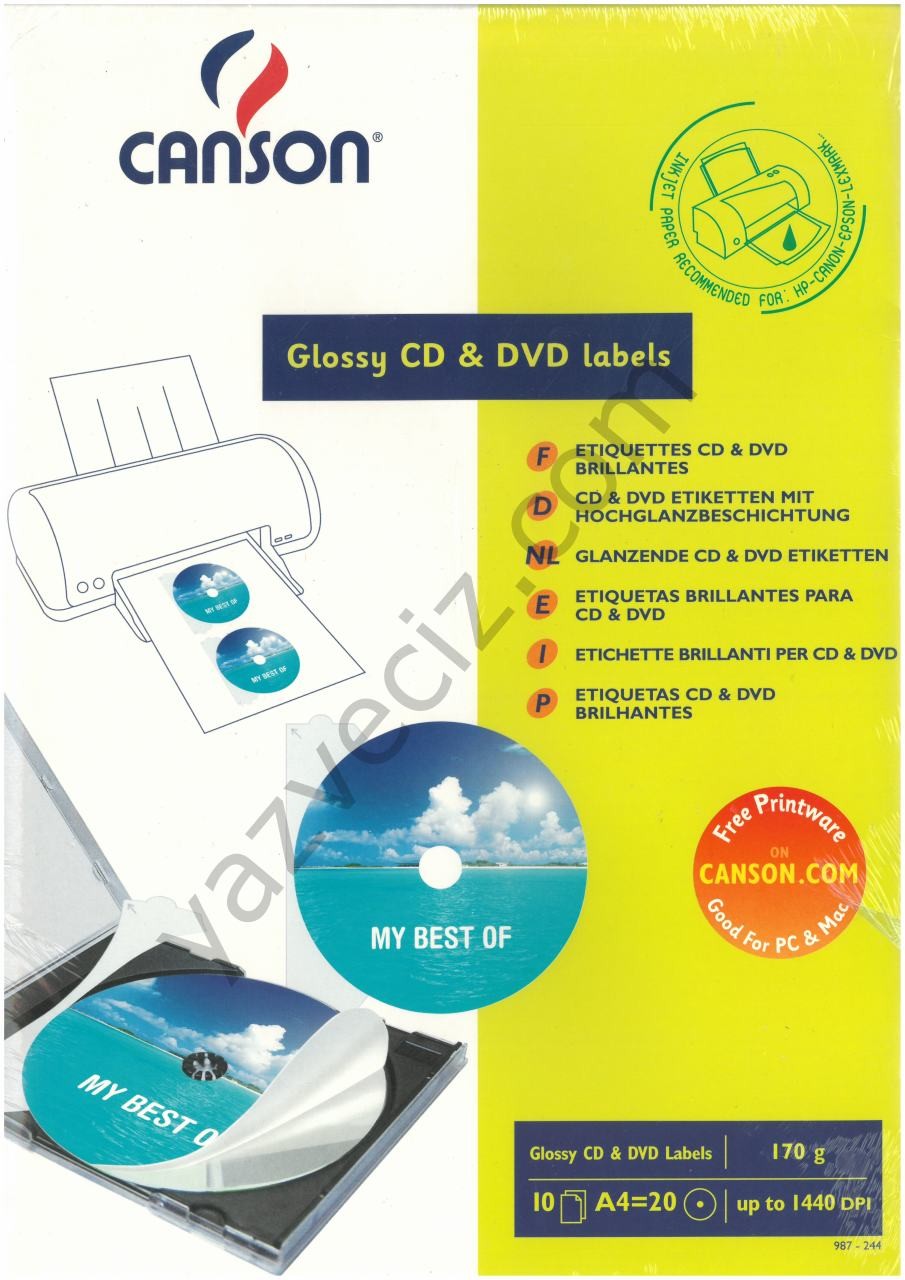 Canson parlak cd & dvd etiket kağıdı