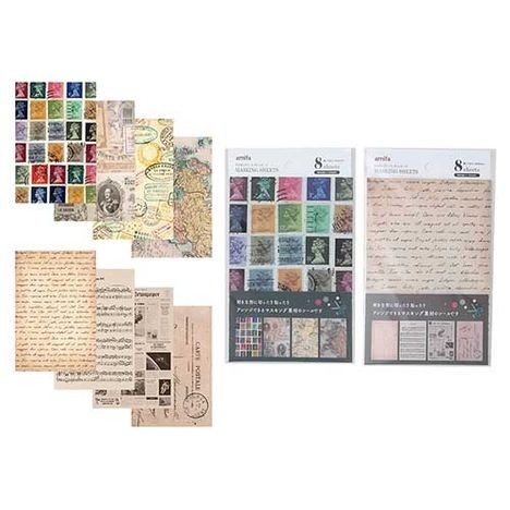Celia Japon Vintage Sticker 6 yaprak Pul, Eski Harita, Nota, Gazete makaleleri