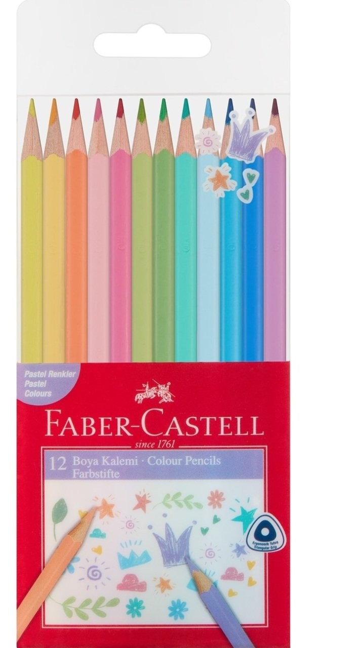 Faber-Castell Pastel Renkler Üçgen Kuru Boya 12'li
