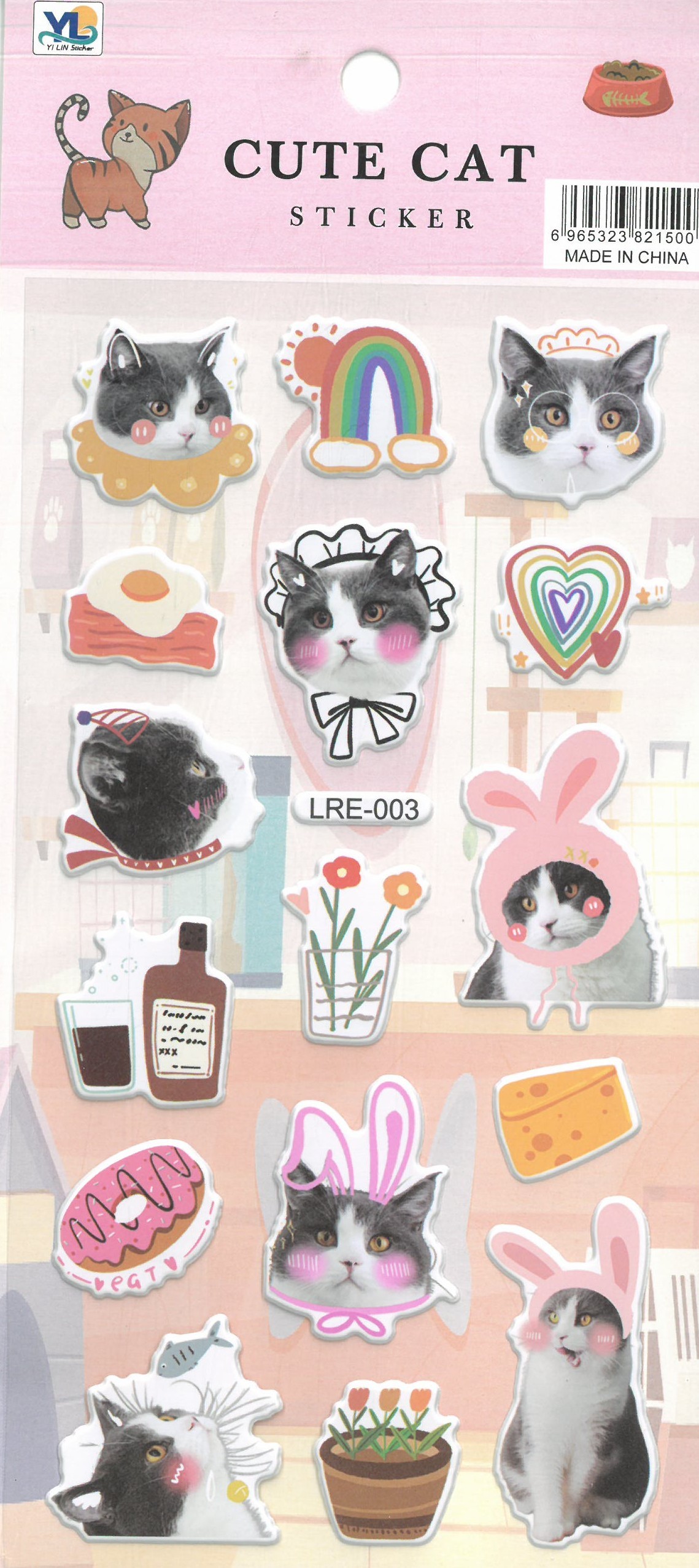 Sevimli Kedi Figürleri Sticker Çıkartma