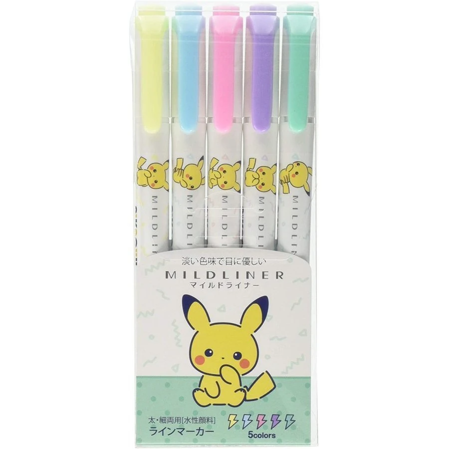 zebra mildliner pikachu 5'li çift taraflı fosforlu kalem seti zebra