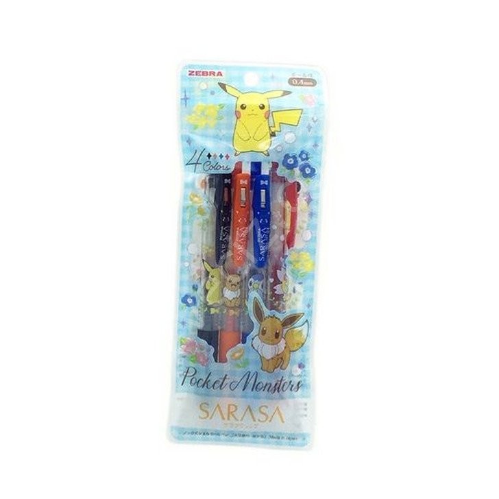 Zebra Sarasa Pocket Monsters Pikachu Jel Kalem Seti 4'Lü, Mavi Paket