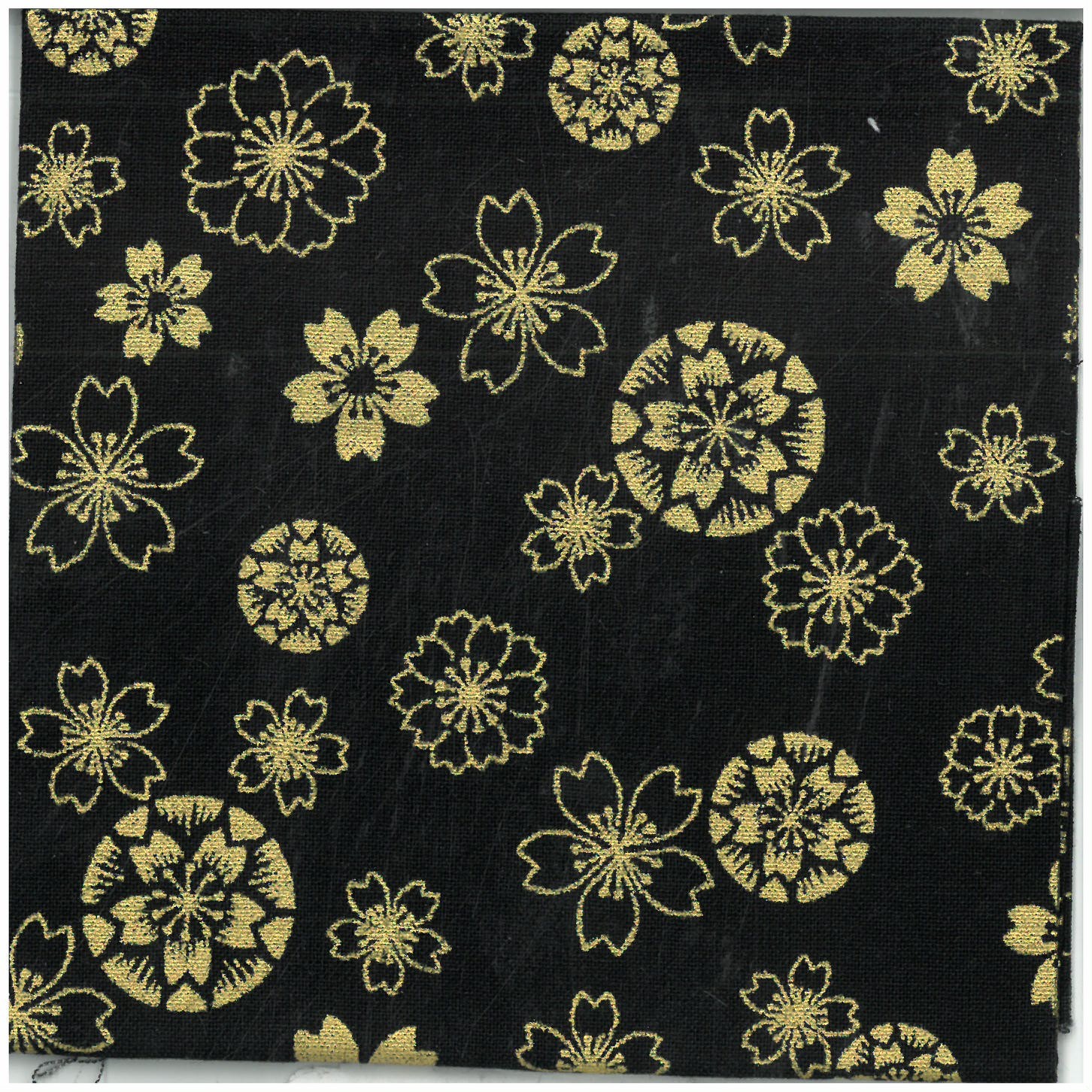 Orjinal %100 koton Japon Mendili 30cm * 35cm Siyah Altın