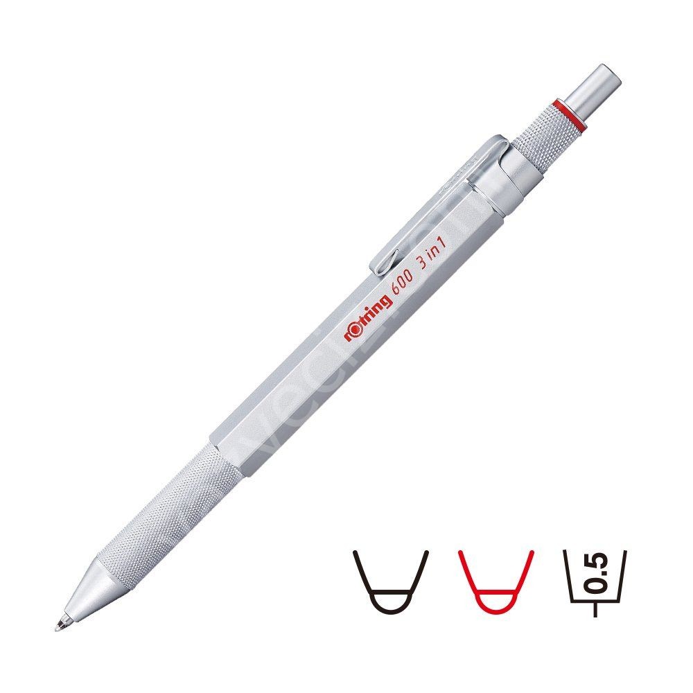 Rotring 600 3'ü 1 Arada Çoklu Kalem Gümüş