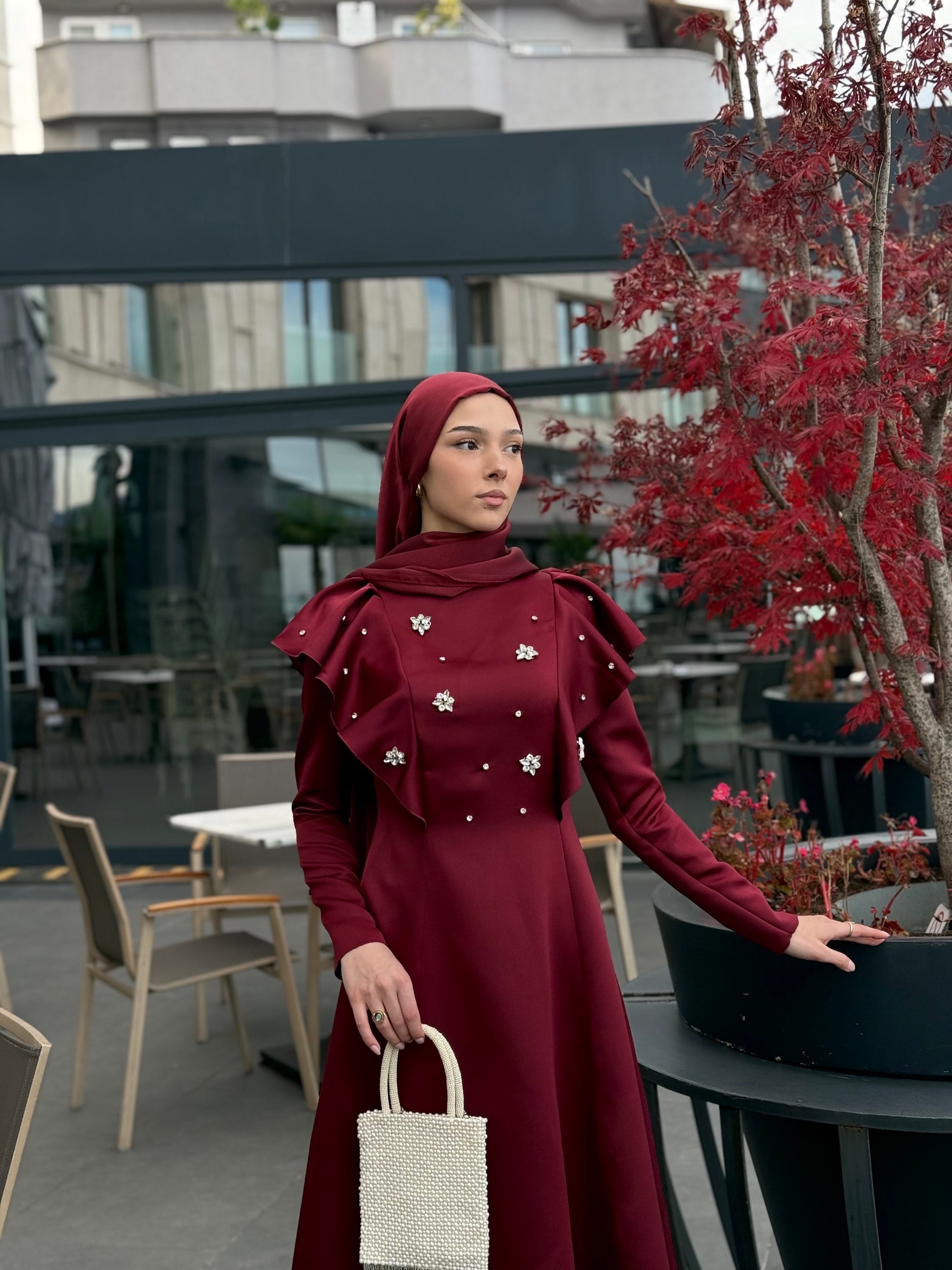 LADY Abiye Elbise - BORDO main variant image