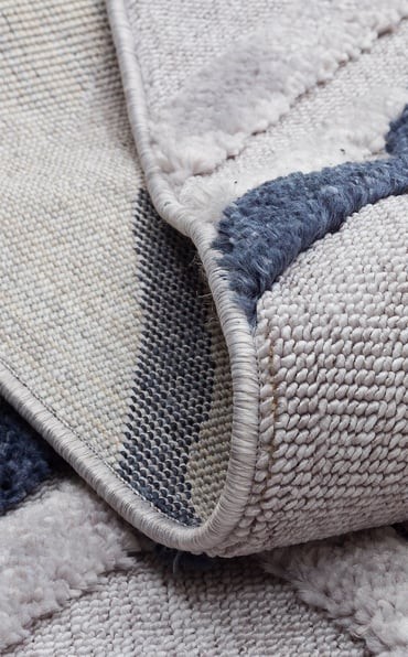TERRA 03 GREY NAVY Toz Vermez Yumuşak Dokulu Etnik Örgü Desenlere Sahip Modern İskindinav Halı