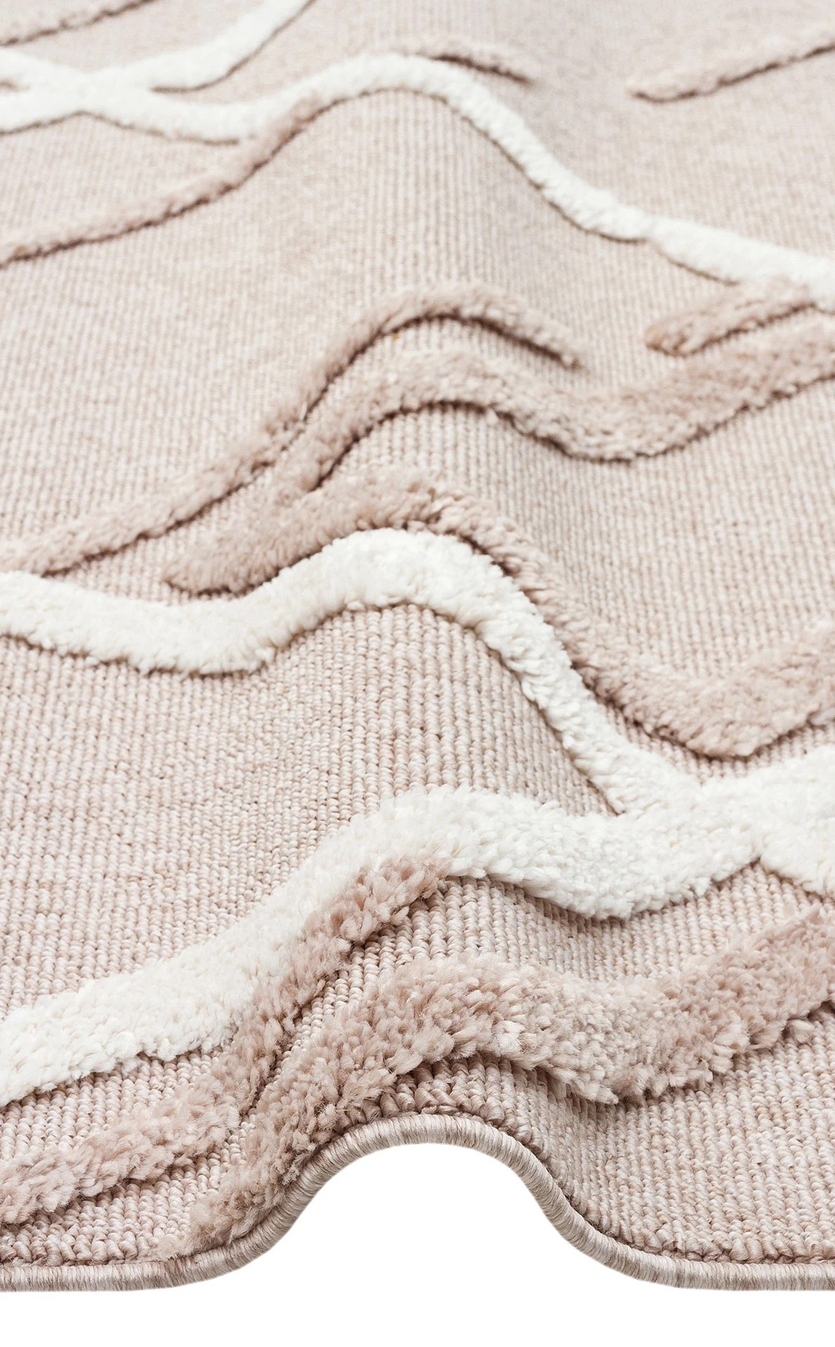 TERRA 03 BEIGE WHITE Hav Toz Vermez Yumuşak Dokulu Etnik Örgü Desenlere Sahip Modern İskindinav Halı