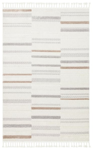 TERRA 01 WHITE GREY Hav Toz Vermez Yumuşak Dokulu Etnik Örgü Desenlere Sahip Modern İskindinav Halı
