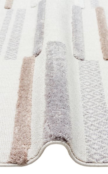TERRA 01 WHITE GREY Hav Toz Vermez Yumuşak Dokulu Etnik Örgü Desenlere Sahip Modern İskindinav Halı