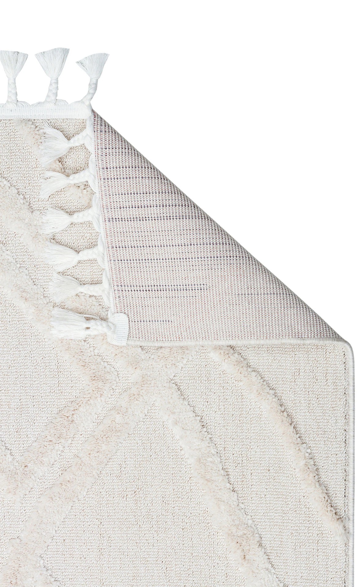 TERRA 03 WHITE Hav Toz Vermez Yumuşak Dokulu Etnik Örgü Desenlere Sahip Modern İskindinav Halı