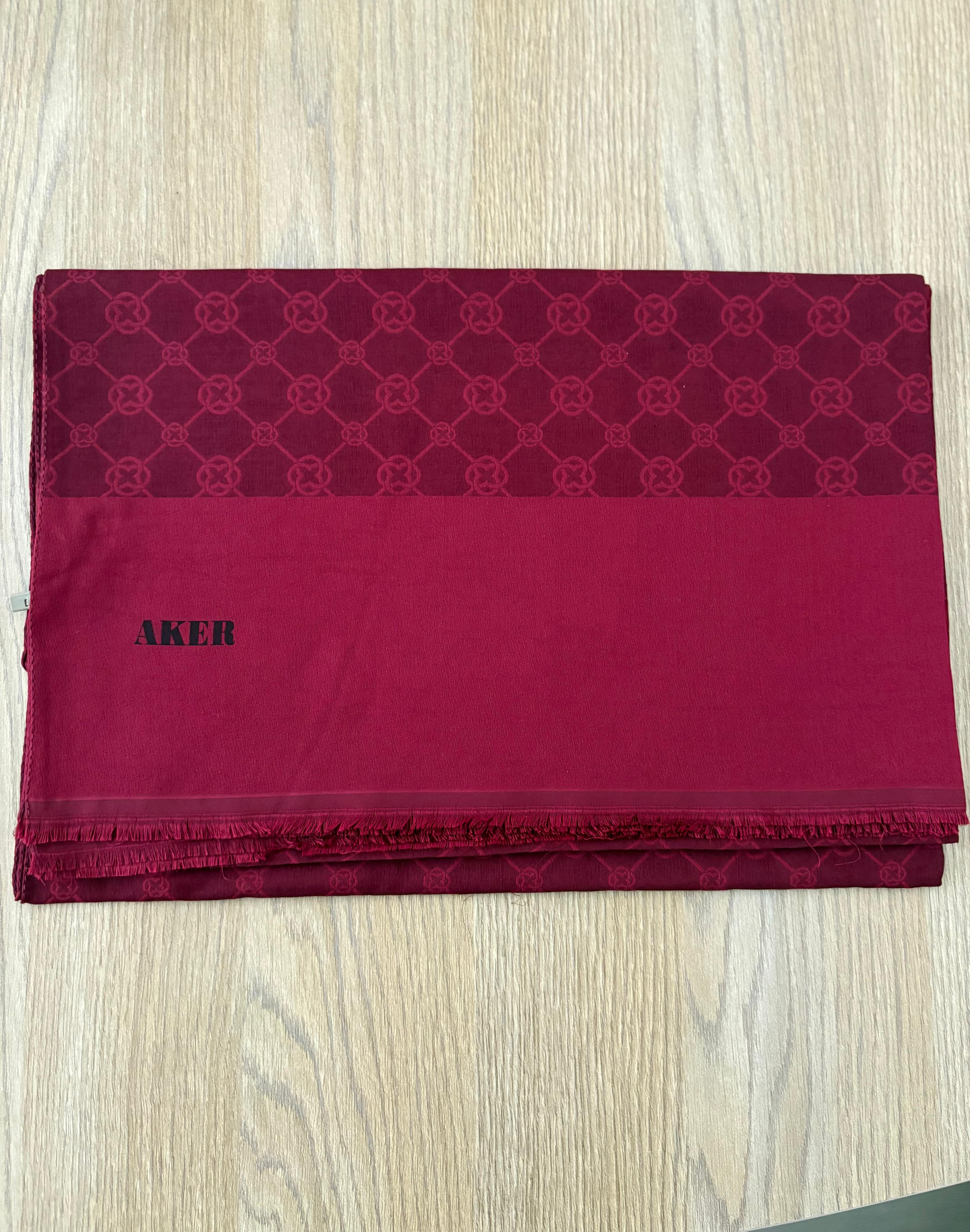 Aker Bordo Elegance Monogrom Şal image