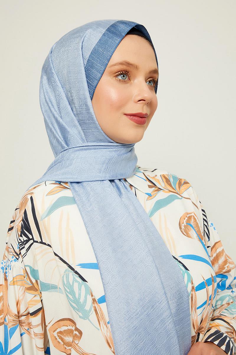 Levidor Buz Mavisi Halka Desen Monogram Şal image