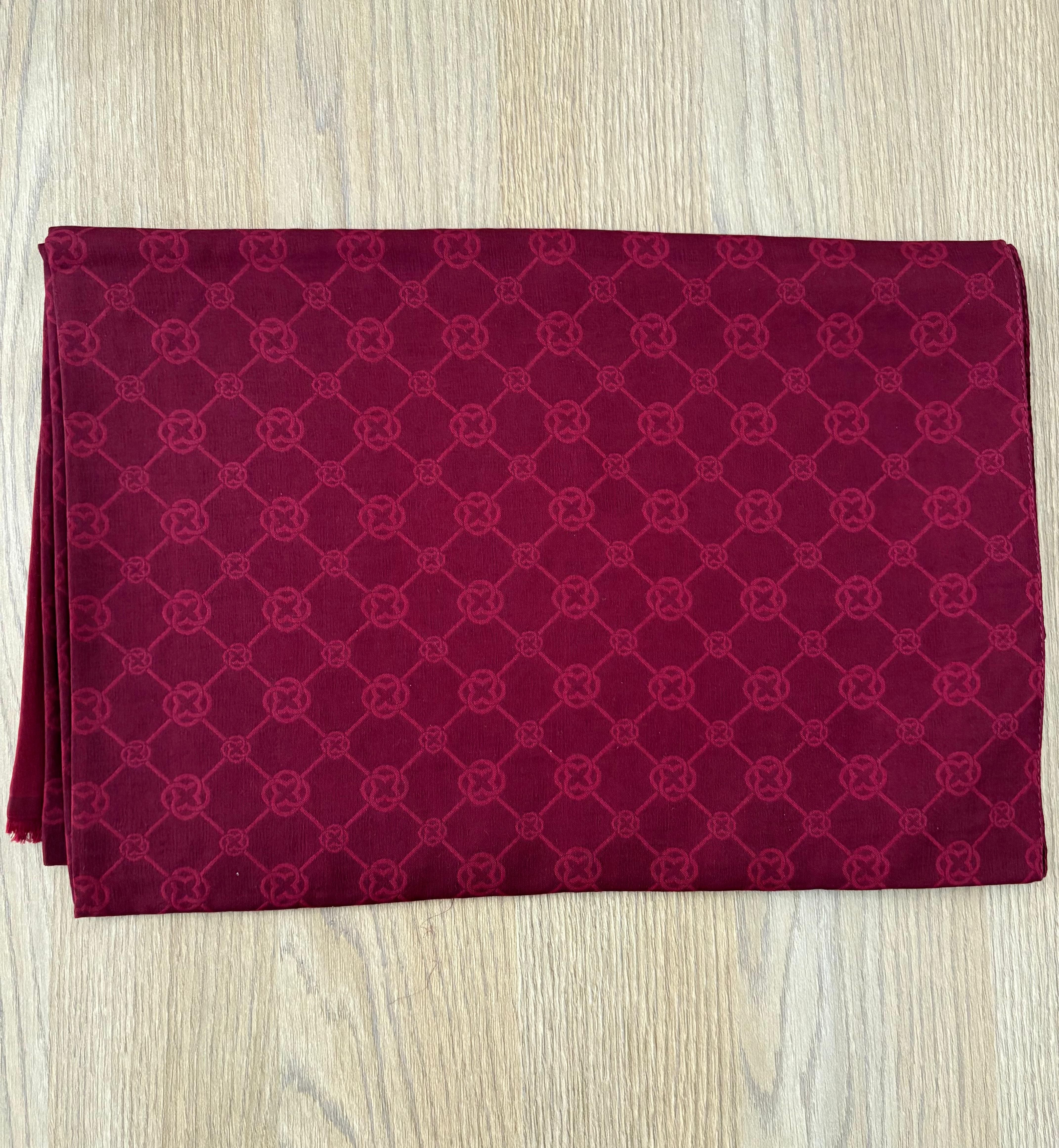 Aker Bordo Elegance Monogrom Şal