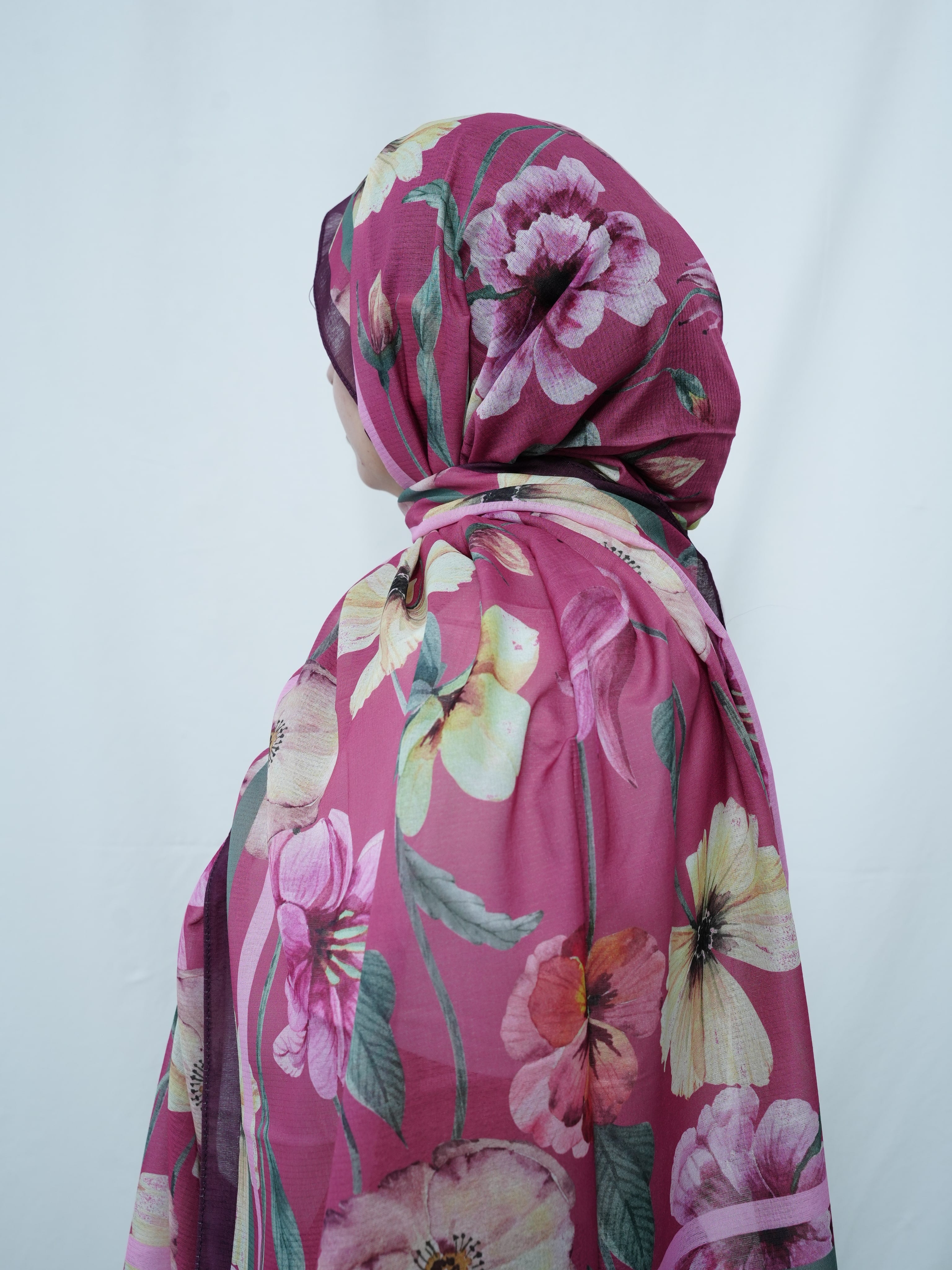 Lina Çiçek Desen Şal - Pembe main variant image