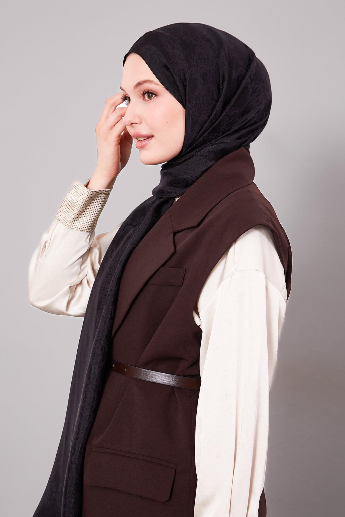Levidor Siyah Tuğra Desen Grazia Şal