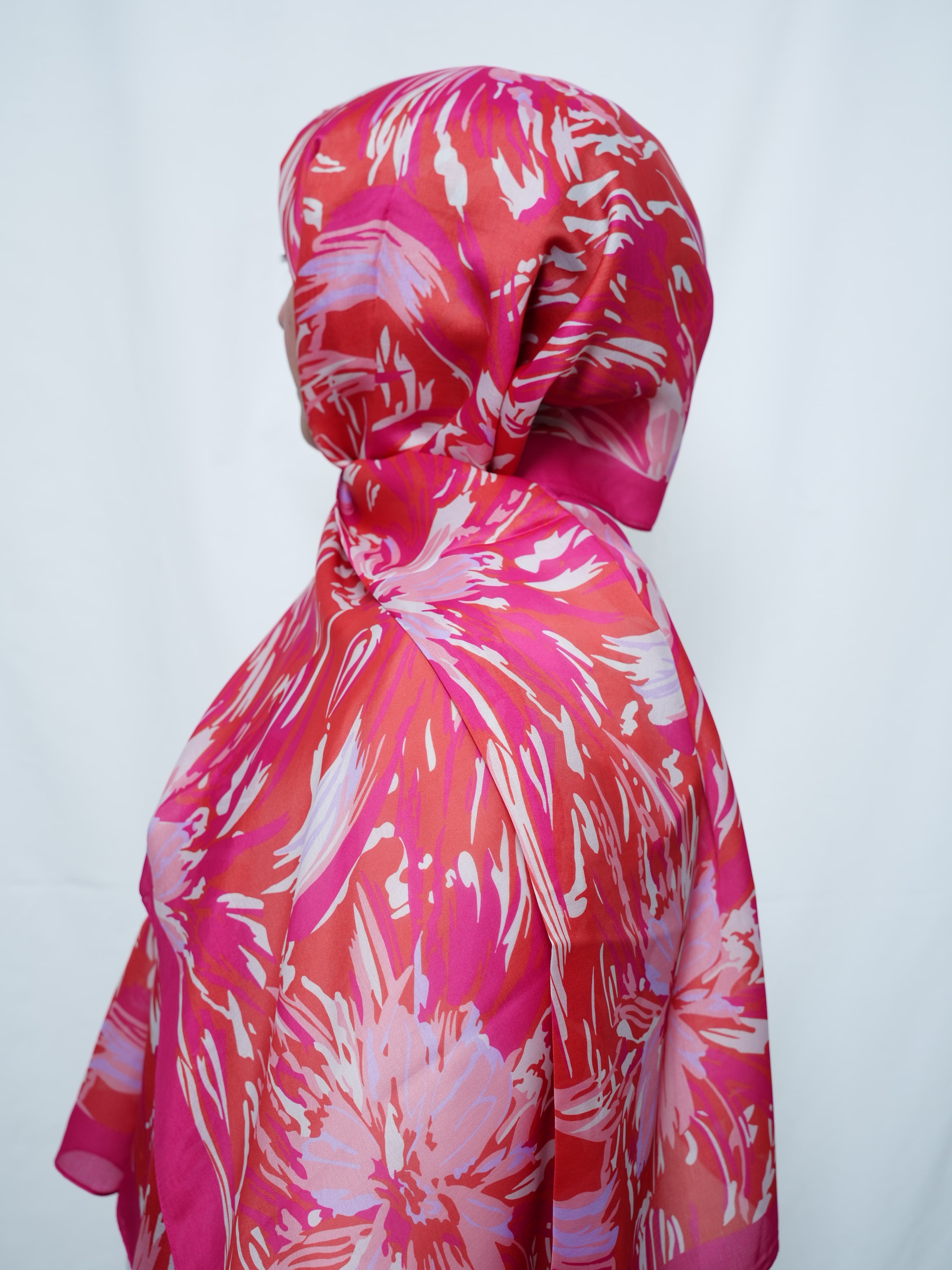 Emproyal Çizgi Desen Pamuk Vual Şal - Pembe main variant image