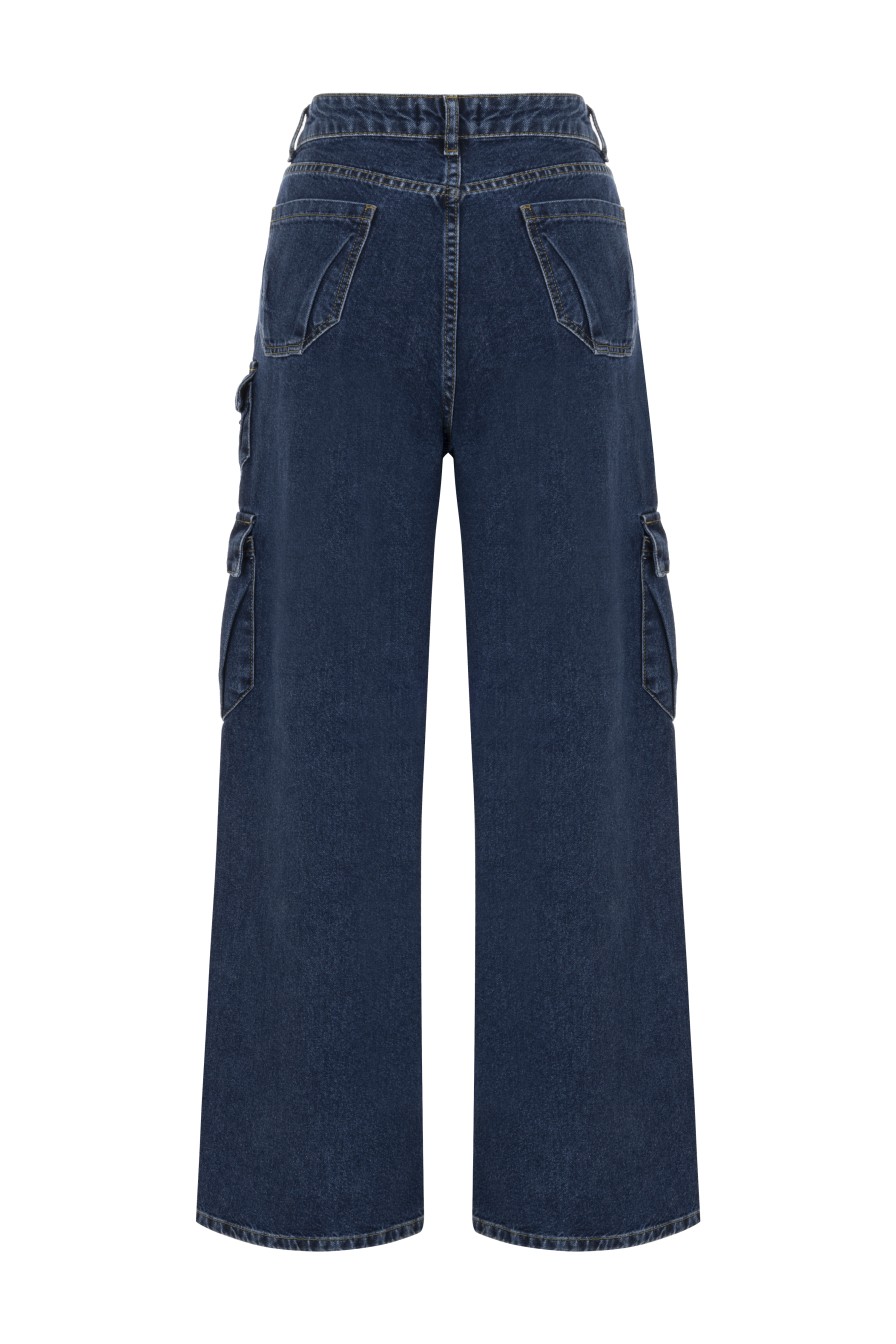 Kargo Lacivert Denim Pantolon