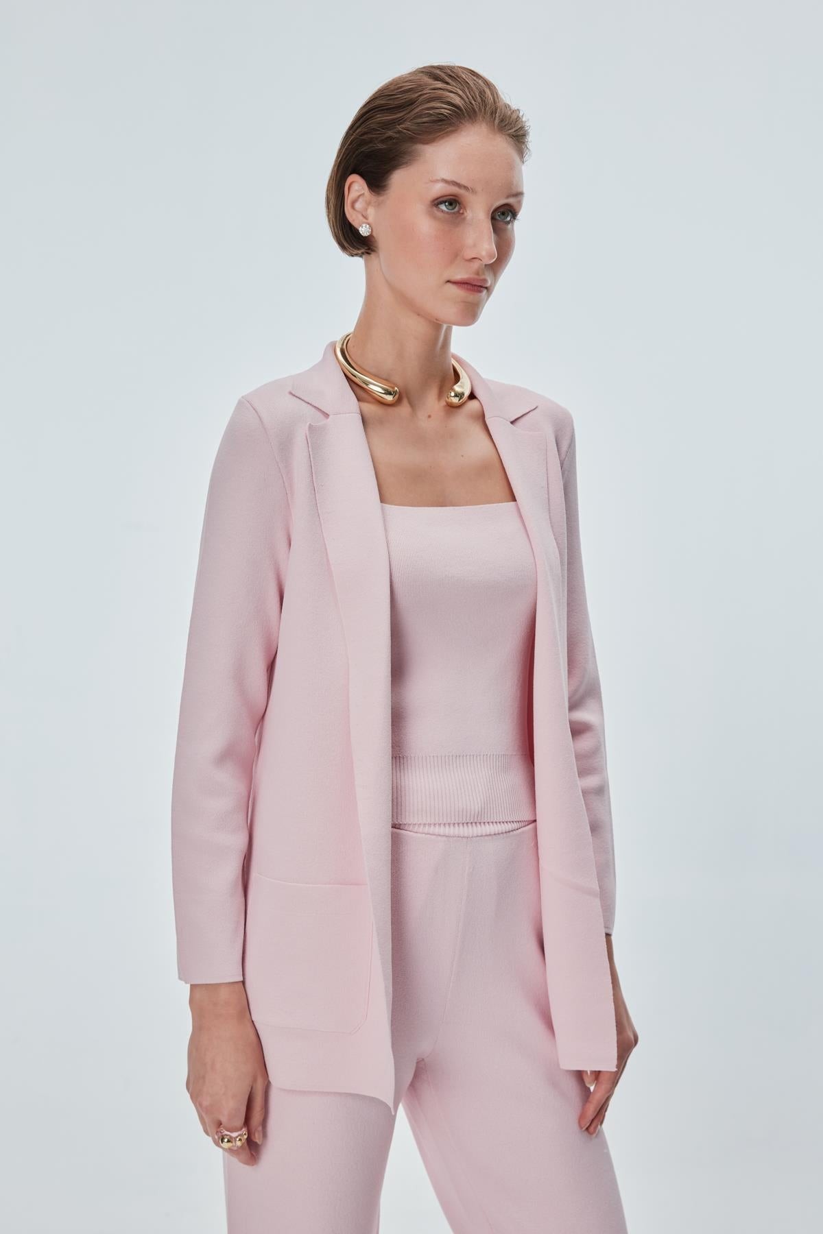 Bol Kesim Cepli Pembe Blazer Ceket image