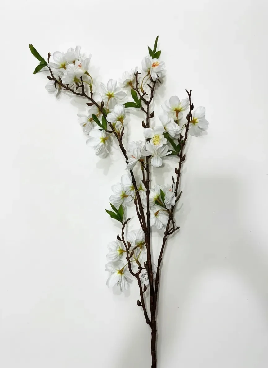 Yapay Çiçek Beyaz Bahar Dalı 93Cm