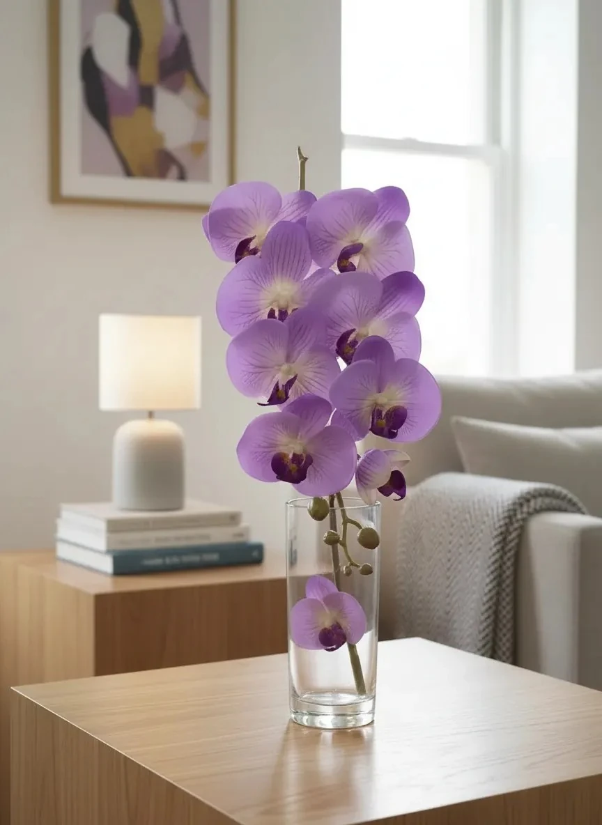 Yapay Islak Dokunuşlu 1.Kalite Luxury Orkide Lila 82 cm