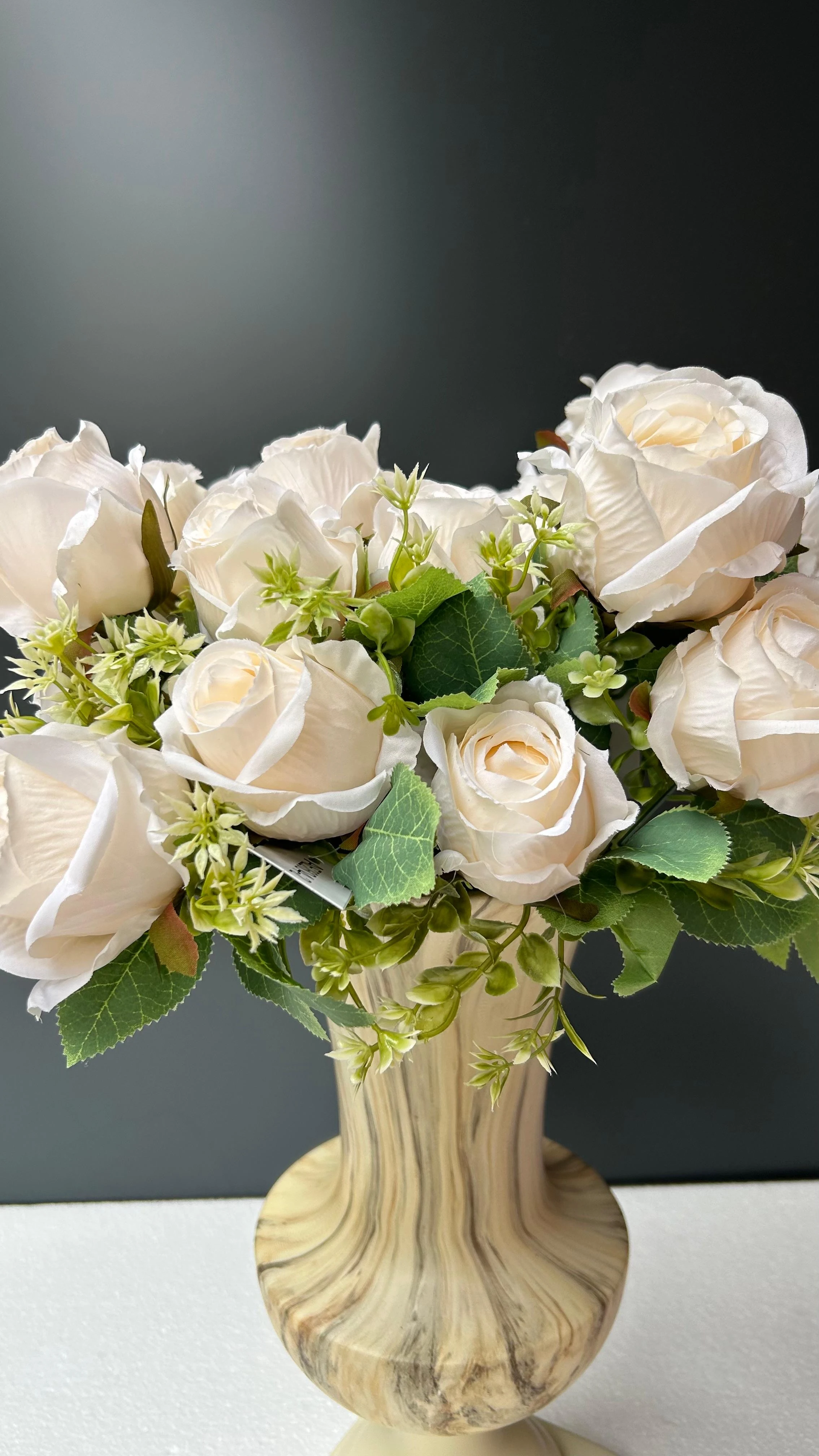 Yapay Çiçek Demet  Tomurcuk Gül Krem 7li