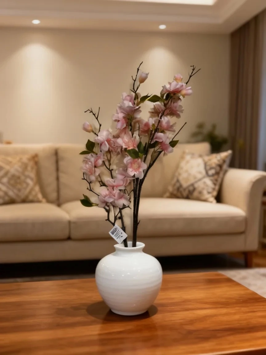 Yapay Çiçek Pembe Bahar Dalı 93Cm