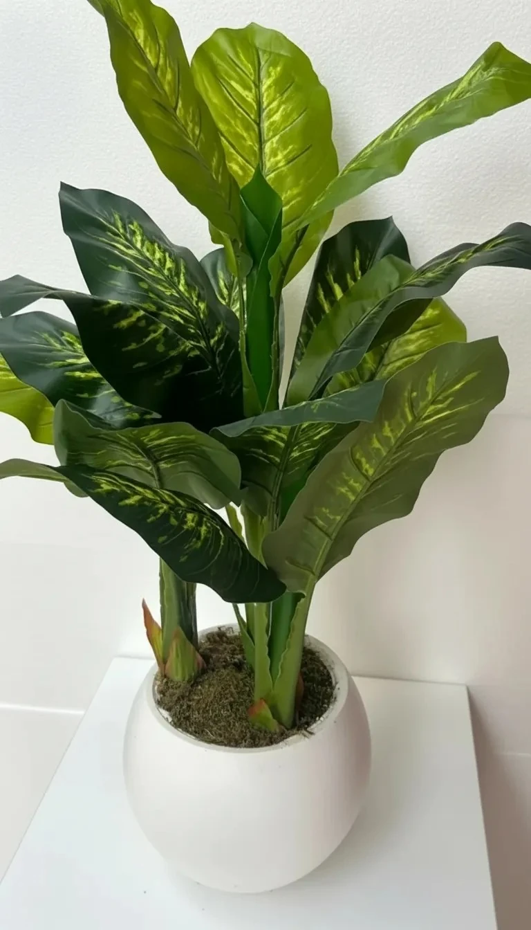 Yapay Ağaç Difenbahya 120cm 10 Yapraklı 3 Gövdeli