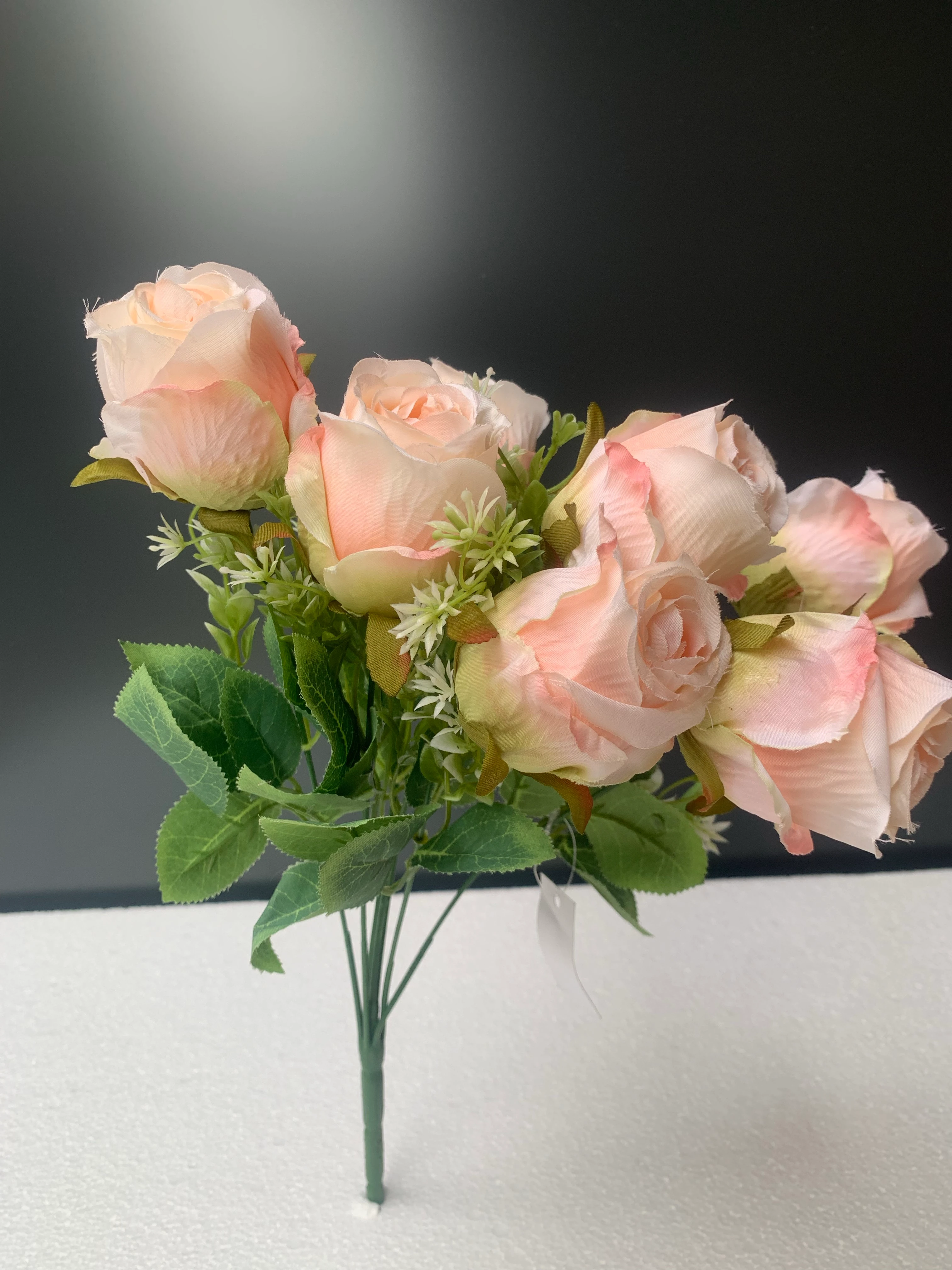 Yapay Çiçek Demet Tomurcuk Gül Somon Renk 7li