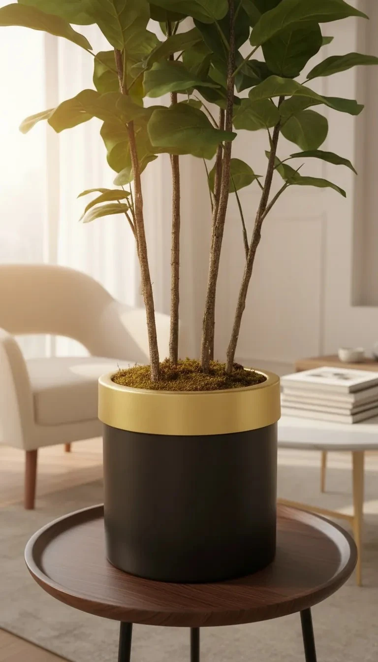 Altın bilezikli metal saksı