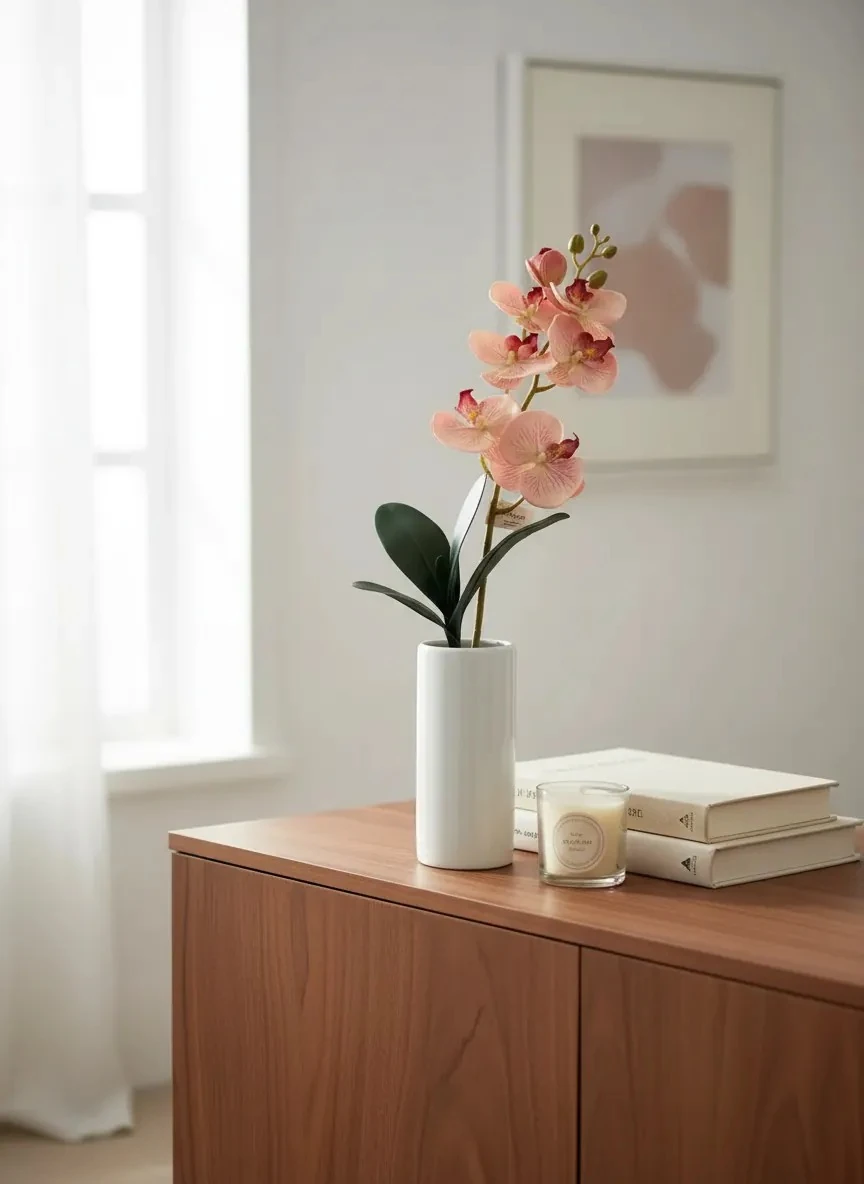 Yapay Islak Dokunuşlu 1.Kalite  Luxury Somon Orkide 82cm